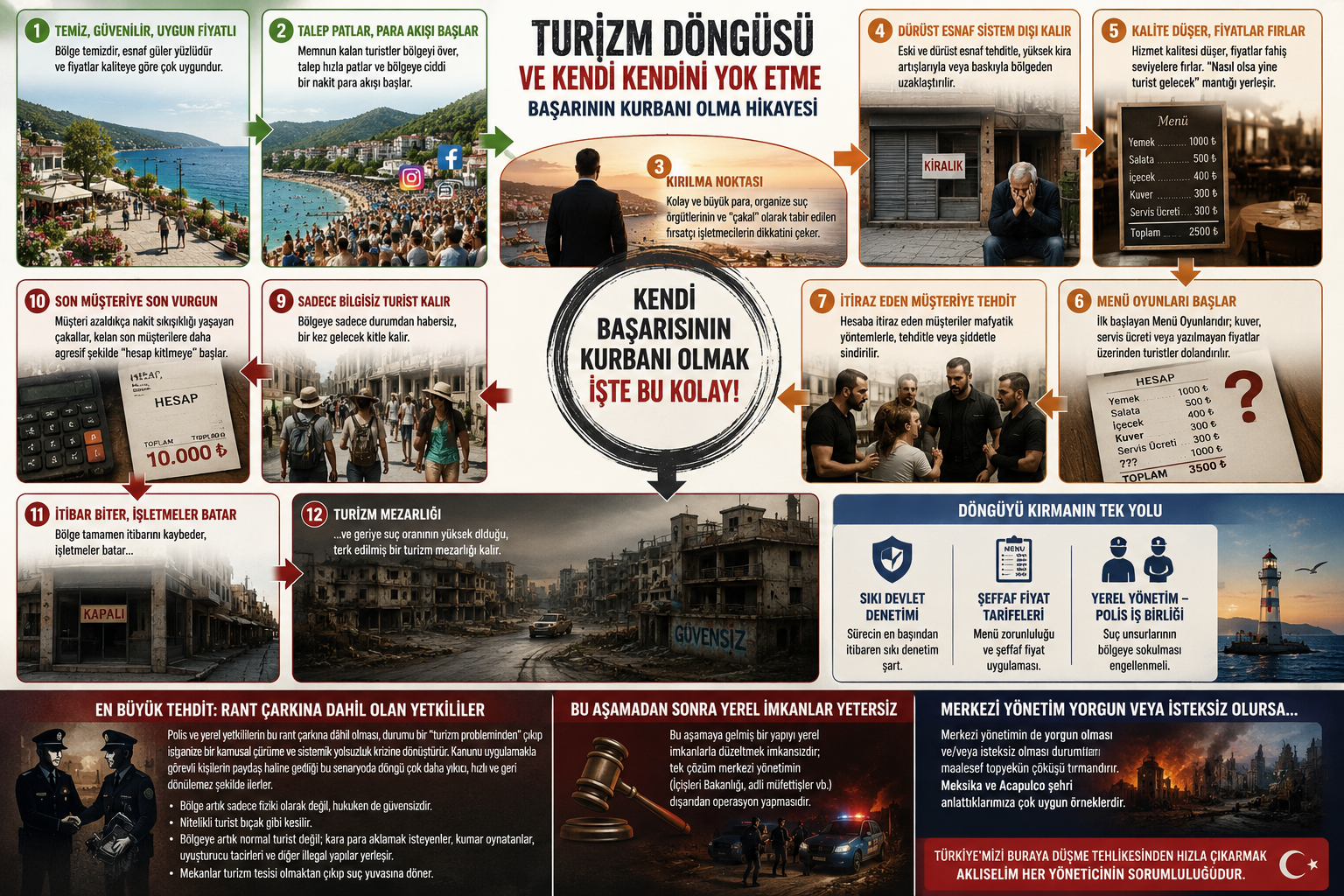 Temiz, güvenli ve uygun fiyatlı bir turizm bölgesinin zamanla fırsatçılık,