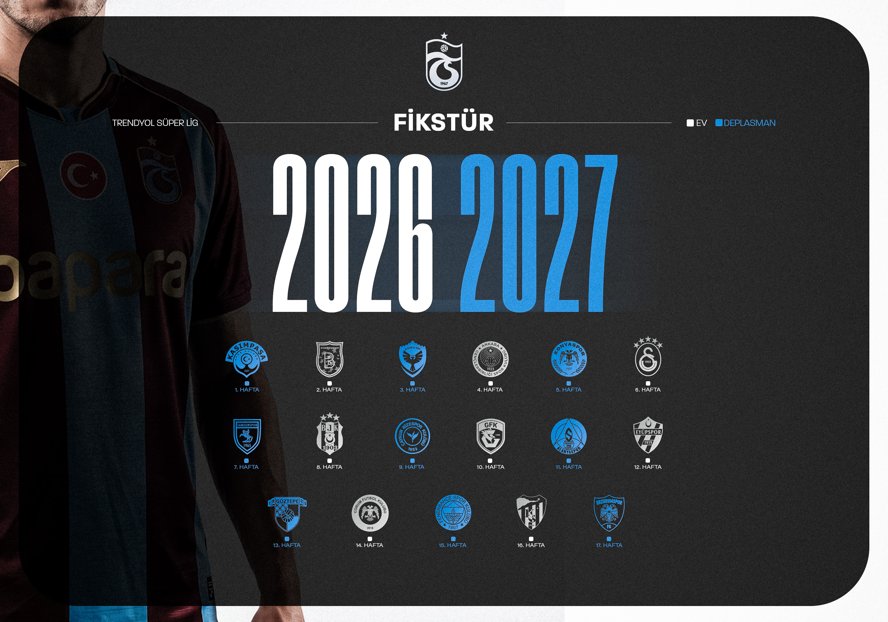 Trendyol Süper Lig'de 2026-2027 sezonu fikstür çekimi bugün Riva'da gerçekleştirildi.