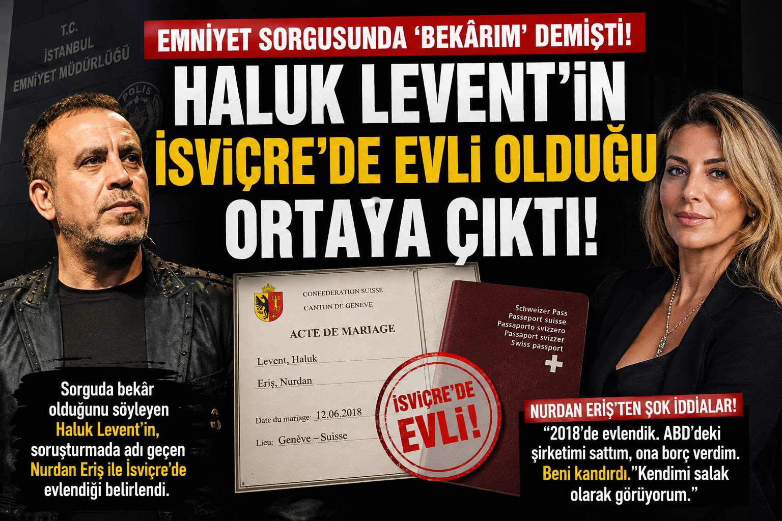 Emniyet sorgusunda yapılan kimlik tespitinde bekâr olduğunu söyleyen Haluk Levent’in,