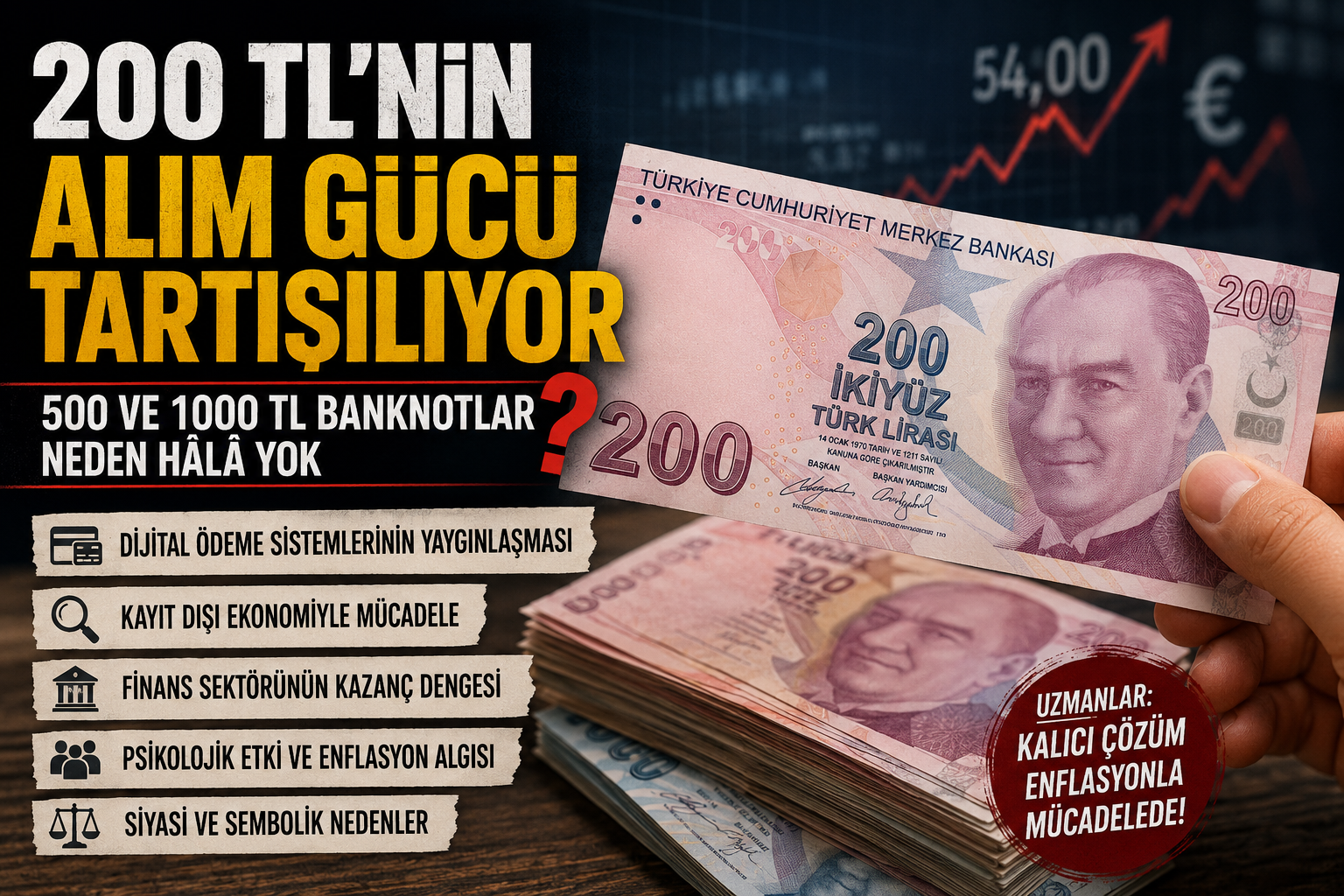 Türk lirasındaki değer kaybı ve yüksek enflasyon, 200 TL'nin satın