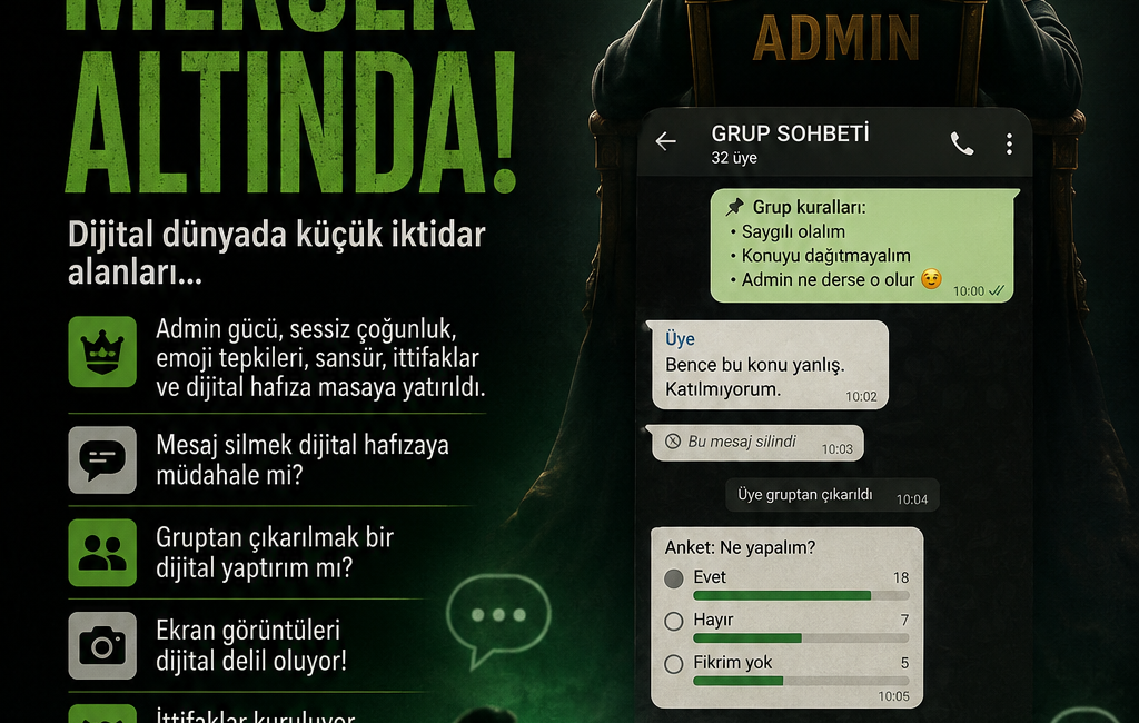 WhatsApp Grupları Mercek Altında: Dijital Dünyanın Küçük İktidar Alanları WhatsApp grupları yalnızca mesajlaşma ve haberleşme alanları olmaktan çıkarken, grup