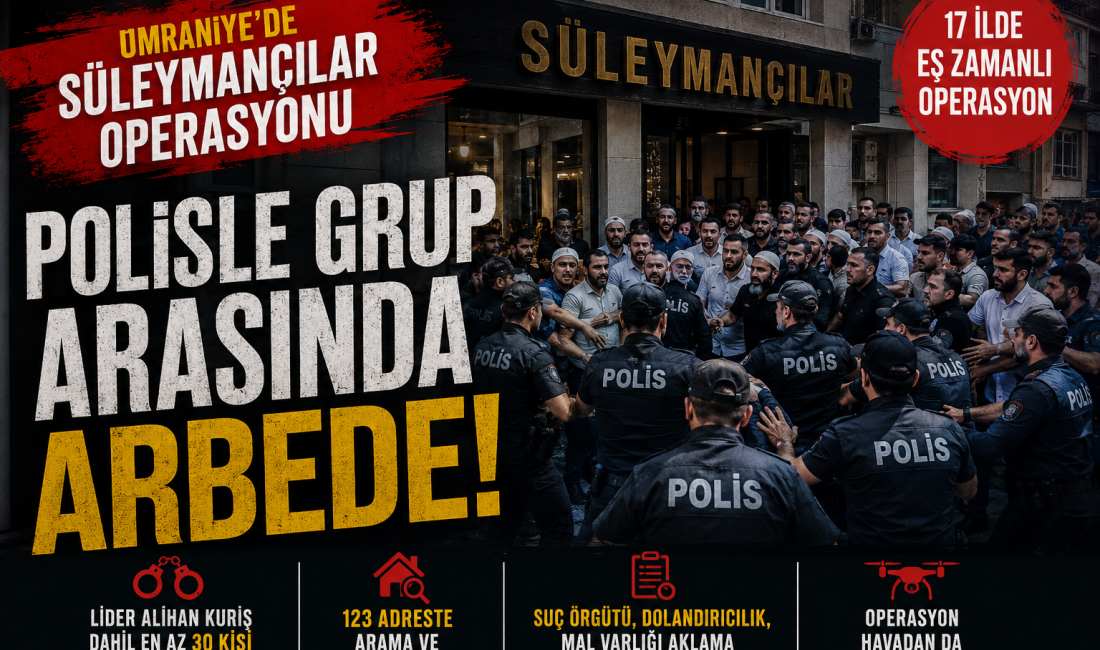 Ümraniye’de Süleymancılar operasyonu: Polisle grup arasında arbede Ankara Cumhuriyet Başsavcılığı tarafından yürütülen soruşturma kapsamında, Süleymancılar cemaatine ait