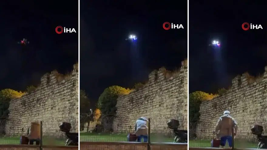 İstanbul’da drone ile denetim. “Derhal bu bölgeden ayrılın” İstanbul'da polis kamusal alanda alkollü içki denetimi yaptı. Drone kullanılan
