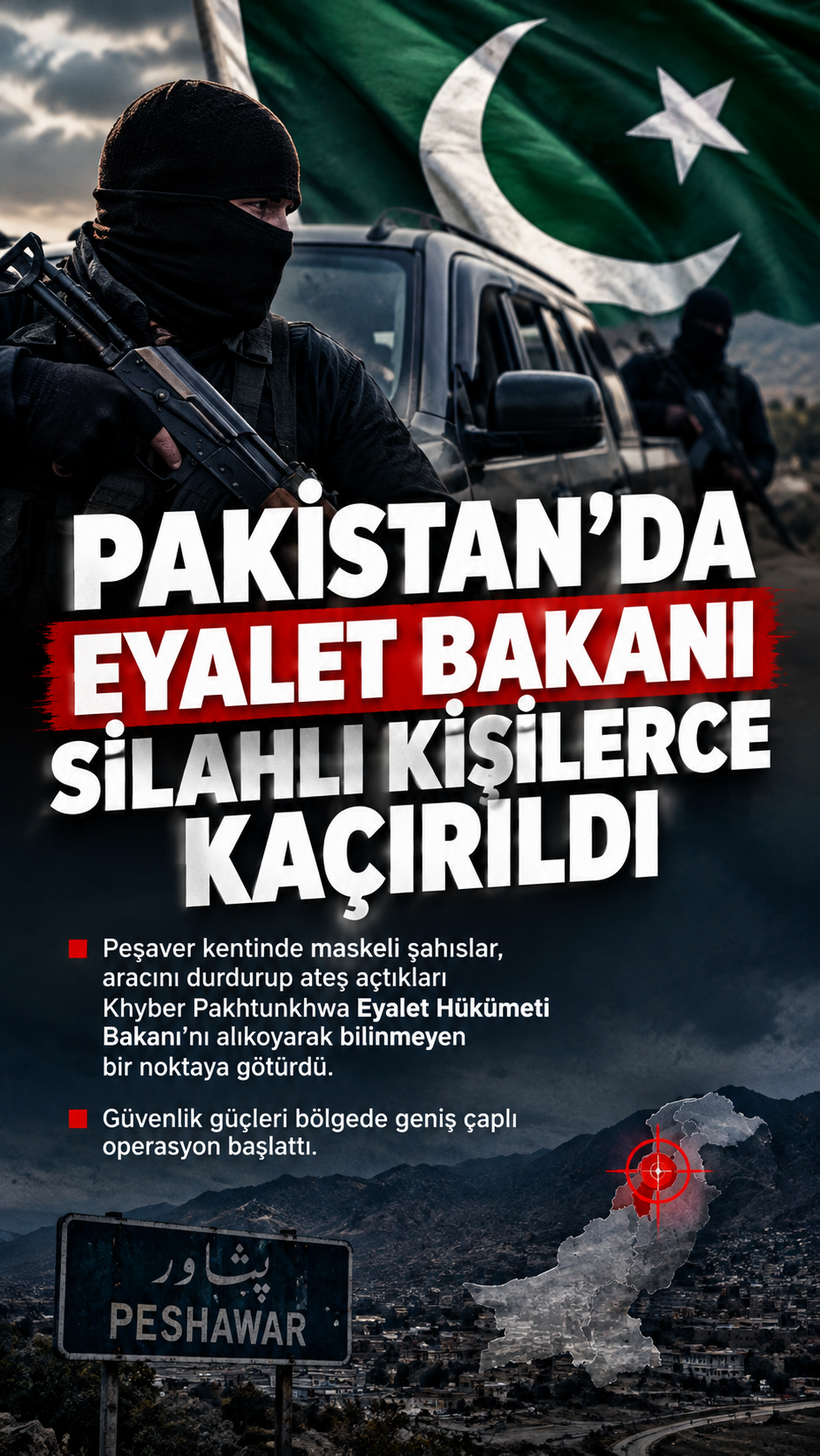 Pakistan’da Khyber Pakhtunkhwa Eyalet Hükümeti Bakanı, Peşaver kentinde silahlı kişiler