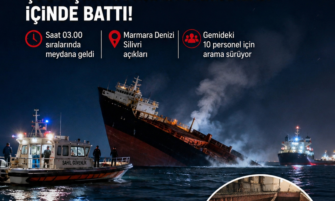 Marmara Denizi’nde Gemi Faciası: Rulo Sac Yüklü Gemi Çarpışmanın Ardından Dakikalar İçinde Battı! Marmara Denizi Silivri açıklarında sabaha karşı saat 03.00 sıralarında korkunç