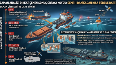Yürütülen değerlendirmeye göre, geminin batma süresinin denizcilik teknikleri açısından 11