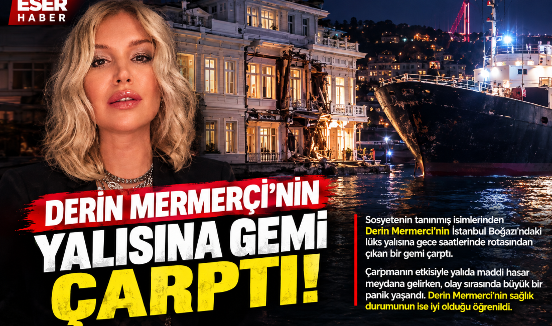İstanbul Boğazı’nda gece saatlerinde rotasından çıkan bir gemi, Derin Mermerci’nin
