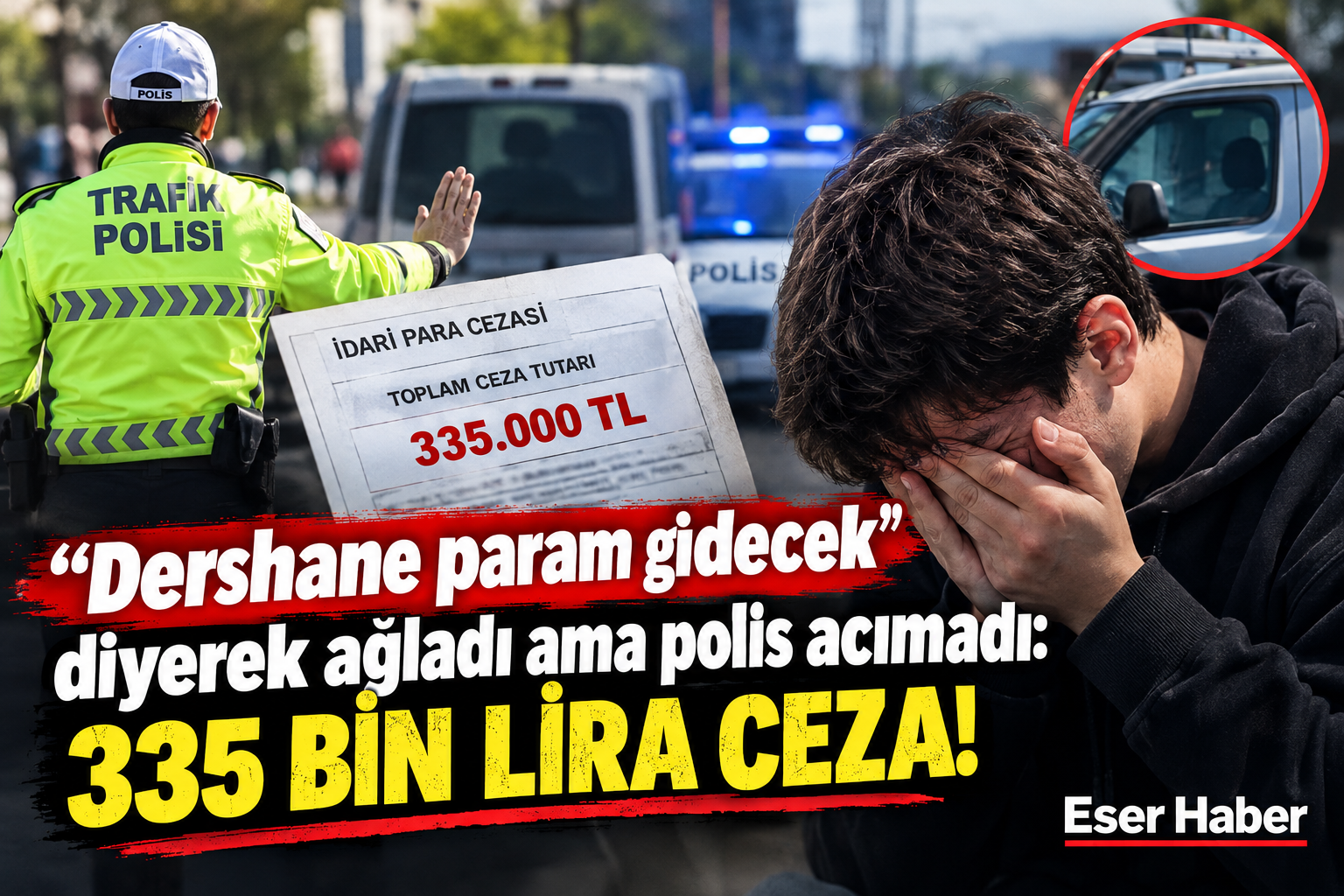 Kayseri’de trafik polisinin dur ihtarına uymayarak hafif ticari araçla kaçtığı